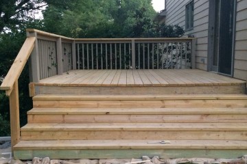 Prepping the deck for two coats of colored stain !!!!!!!!!!!